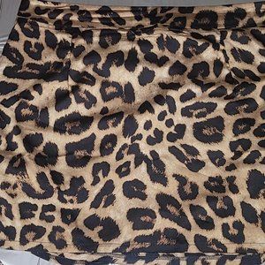 PLT SATIN LEOPARD GATHERED MINI SKIRT